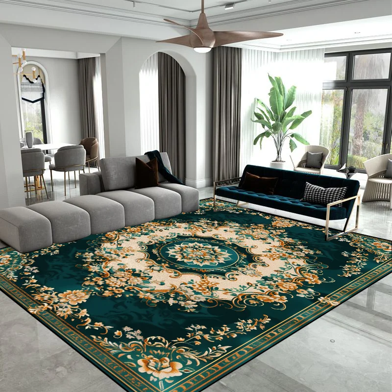 Living Room Decoration Retro Carpets European Style Flower Floor Mat Hotel Hall Sofa Side Rugs Room Decor Hallway Large Carpet