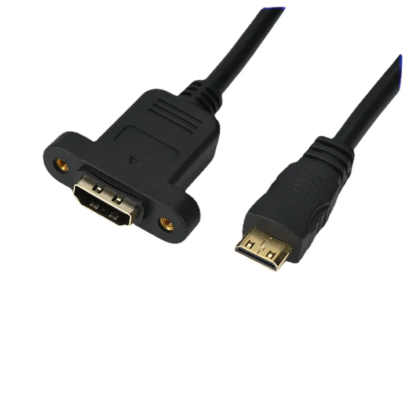 HDTV female to MIN adapter cable with ear 1080P male to female extension with screw hole fixation