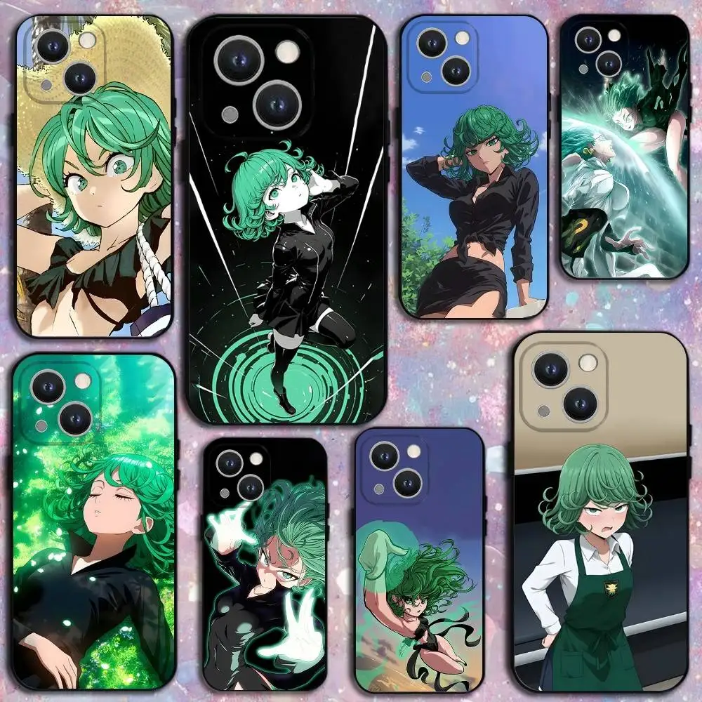 

O-One Punch Man Tatsumaki Phone Case For iPhone 17,16,15,14,13,12,11 Plus,Pro Max,XS,X,XR,SE,Mini,8,7,Soft Silicone Black Cover