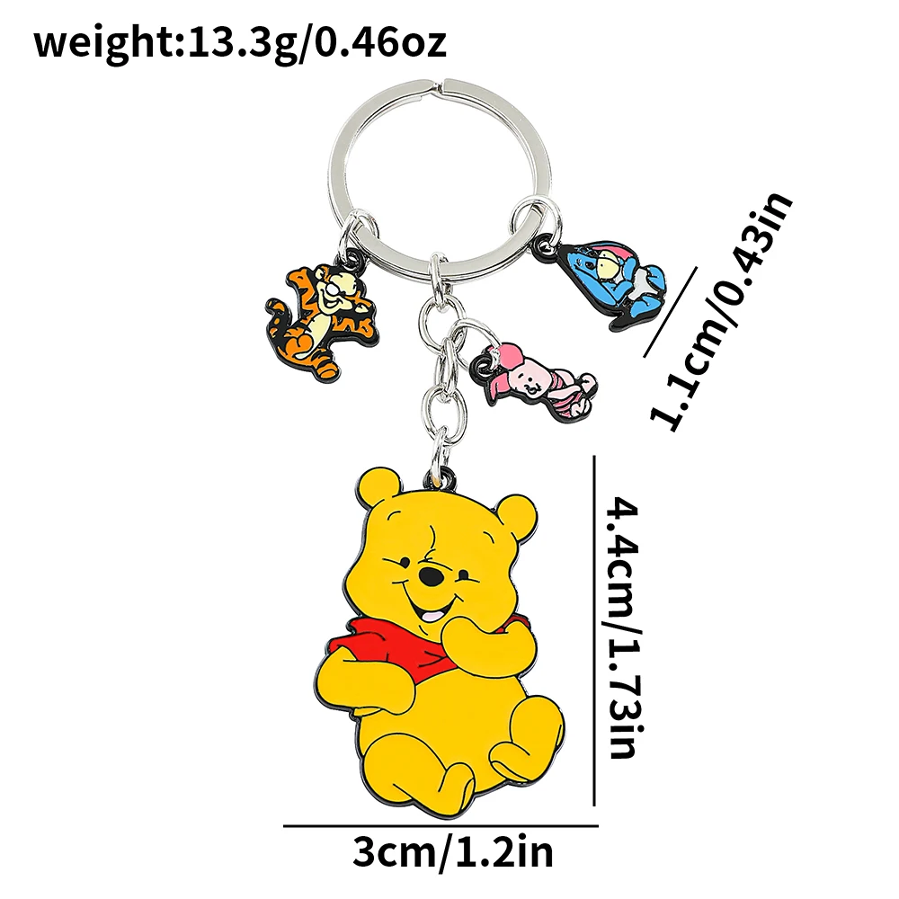 Disney Cartoon Anime Pooh Bear Keychain Sweet Cute Winnie The Pooh Keyring For Friends Birthday Christmas Gifts