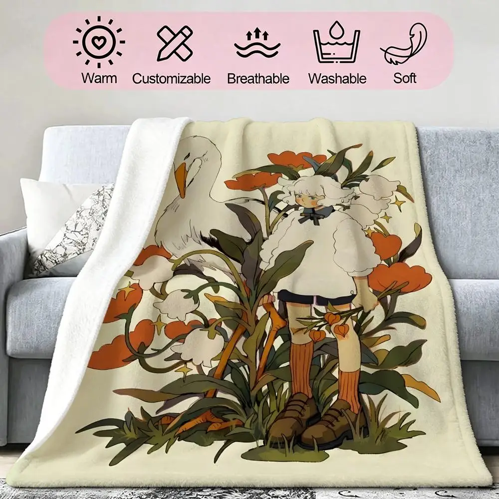 Liya M-Mochipanko Famous Artist Throw Soft Cozy Flannel Blanket for Couch Sofa Bed, Mid-Century Modern Art Lover Gift