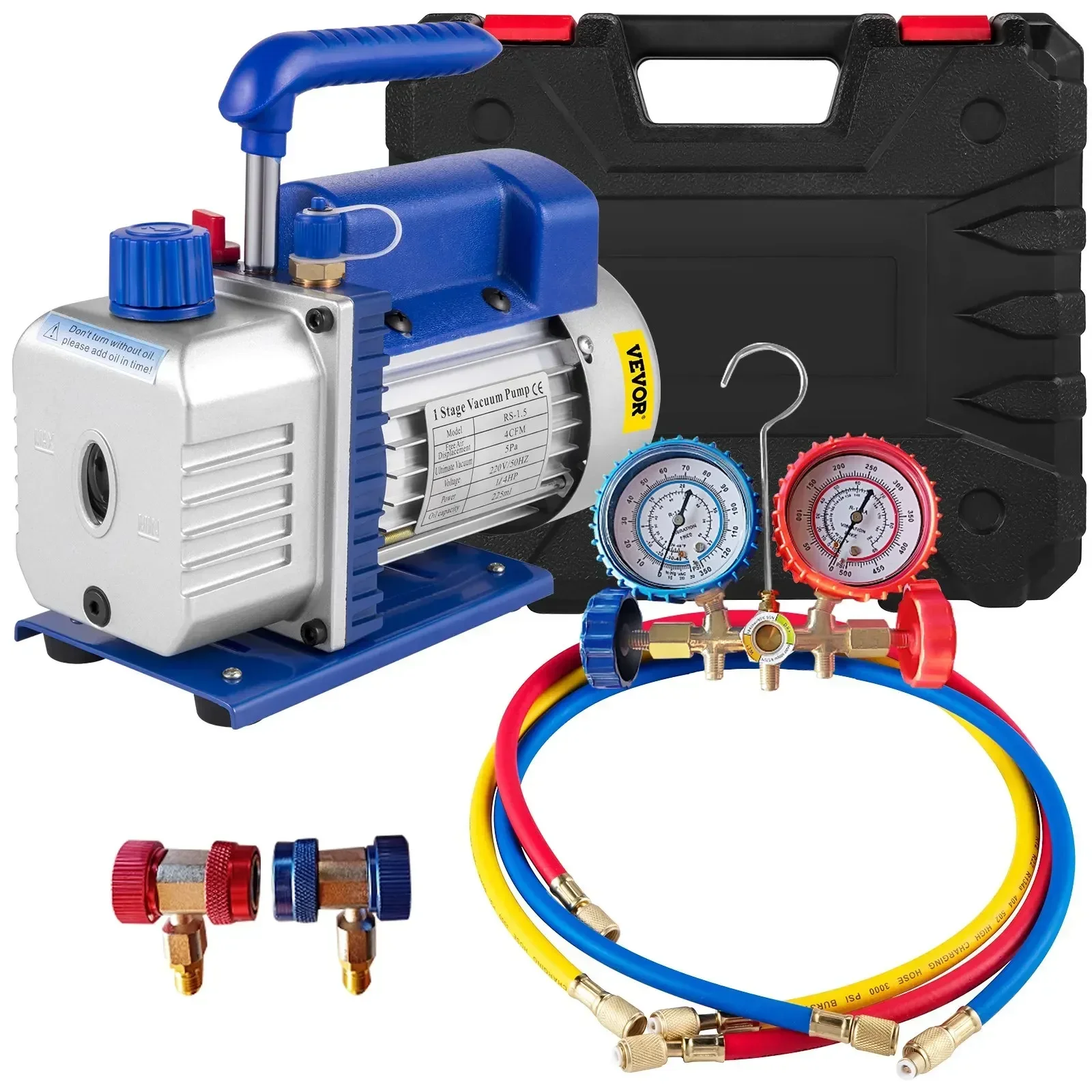 Vacuümpomp met meters AC-koelmiddel HVAC-koeling Vacuümverpakking Airconditioning Auto-onderhoud 1.8-4.8CFM