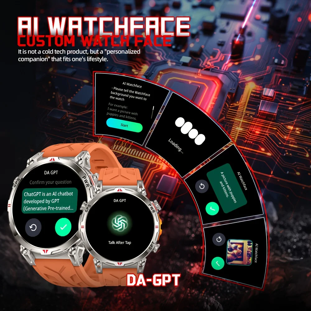 جديد DAORKOW 2025 نظام تحديد المواقع الساعات الذكية شاشة AMOLED 3 ATM مقاوم للماء معدل ضربات القلب حركة المكالمات اللاسلكية ساعة ذكية 650 mAh