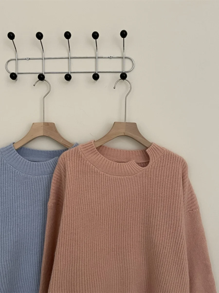 

Thiened Knitted Long Sve Women's Sweater Outerwear Fall Faion Commute Sle Regular Fit round Ne Single Piece