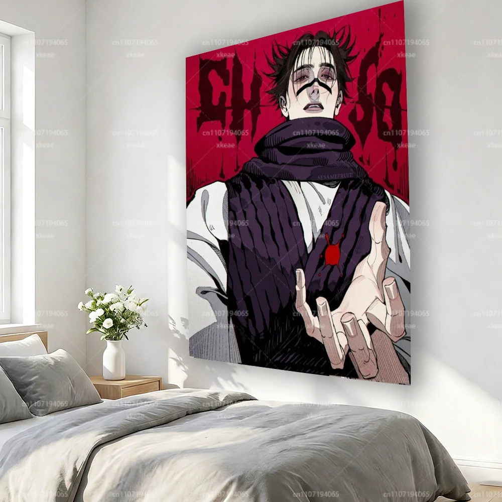 Jujutsu Kaisen Choso Wandteppich, Anime-Charakter Wandbehang, Flachdruck Dunkle Ästhetik Dekoration für Schlafzimmer & Wohnheim, Geschenk für JJK-Fans