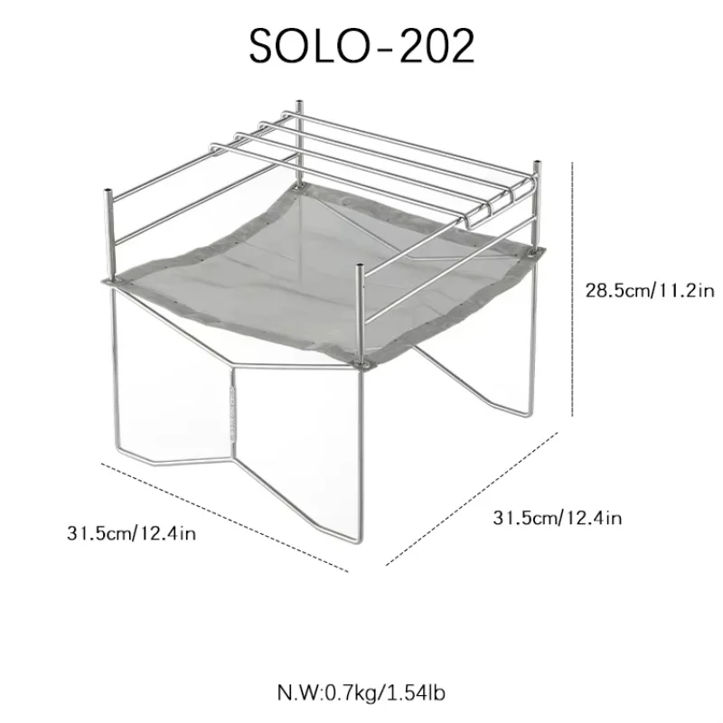 

CAMPINGMOON SOLO Outdoor Equipment Stainless Steel Soler Fire Stove Folding Portable BC Camping Lightweight Oven with Grille Net