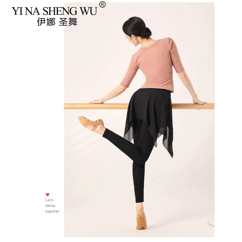 Gonna da balletto nera per adulti Pantaloncini da ballo trasparenti Gonna da pratica Gonna da ballerina latina Gonna avvolgente Gonna da yoga Abbigliamento da ballo per donna