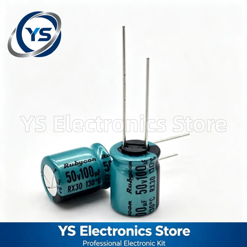 Rubycon RX30 Series 50V100UF 10x12.5mm 100UF50V High-temperature Resistant 130-degree Aluminum Electrolytic Capacitor 20%