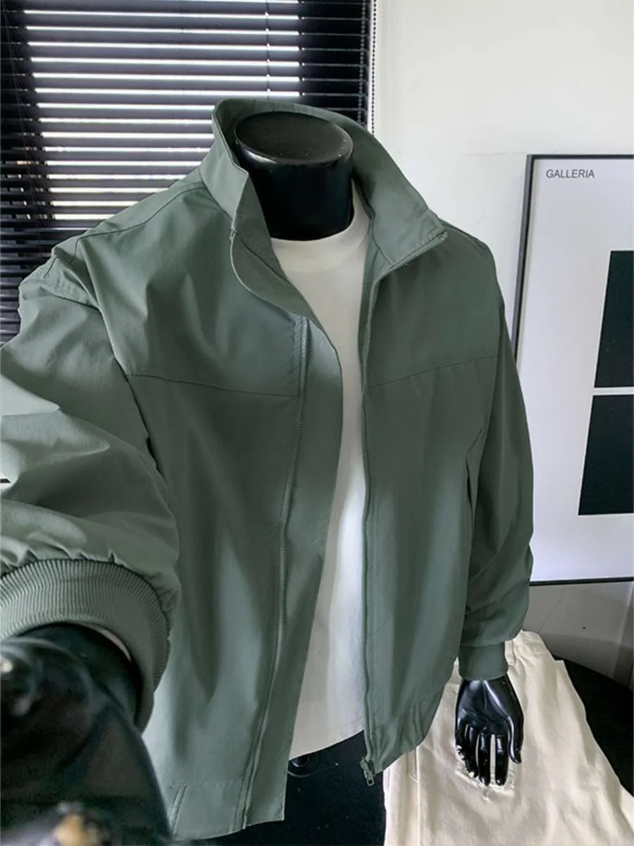 

Мужская осенняя куртка с воротником-стойкой, свободная модная футболка с защитой от футболки, пальто Harrington в американском стиле High Street для молодых мужчин