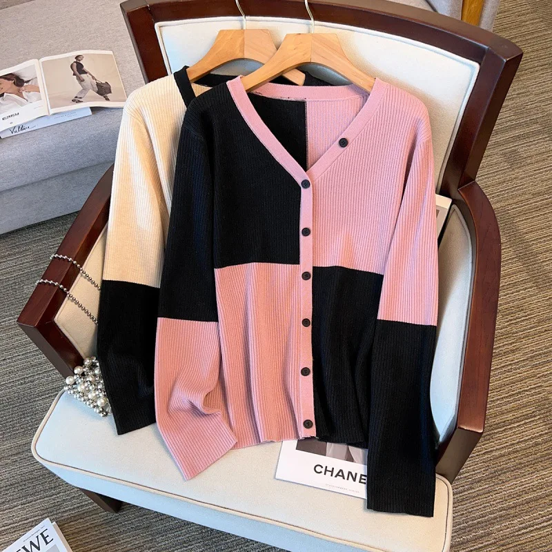 

Кардиган женский трикотажный с V-образным вырезом и длинным рукавом