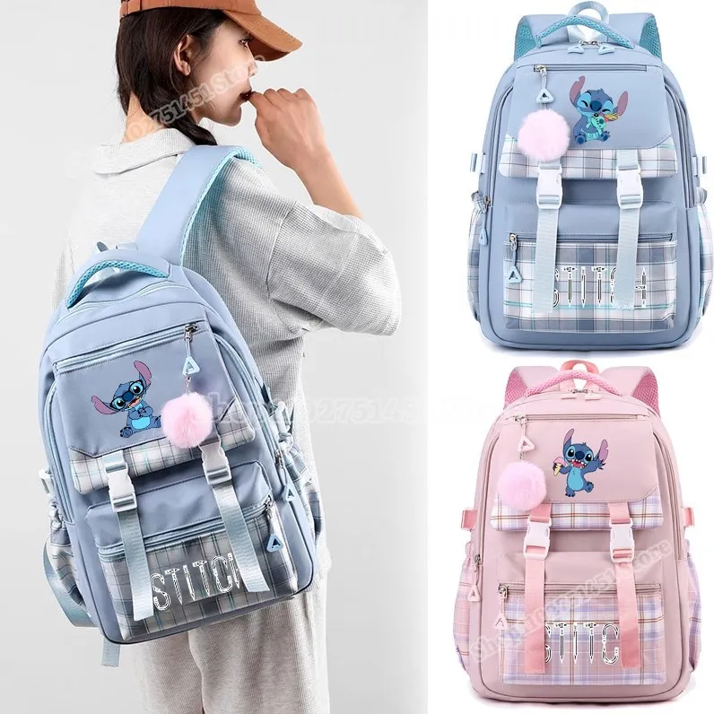 Disney Stitch Backpack Girls Boys Kawaii Cartoon Schoolbag Lilo Stich Mochila Aesthetic Knapsack for College Student Laptop Bags