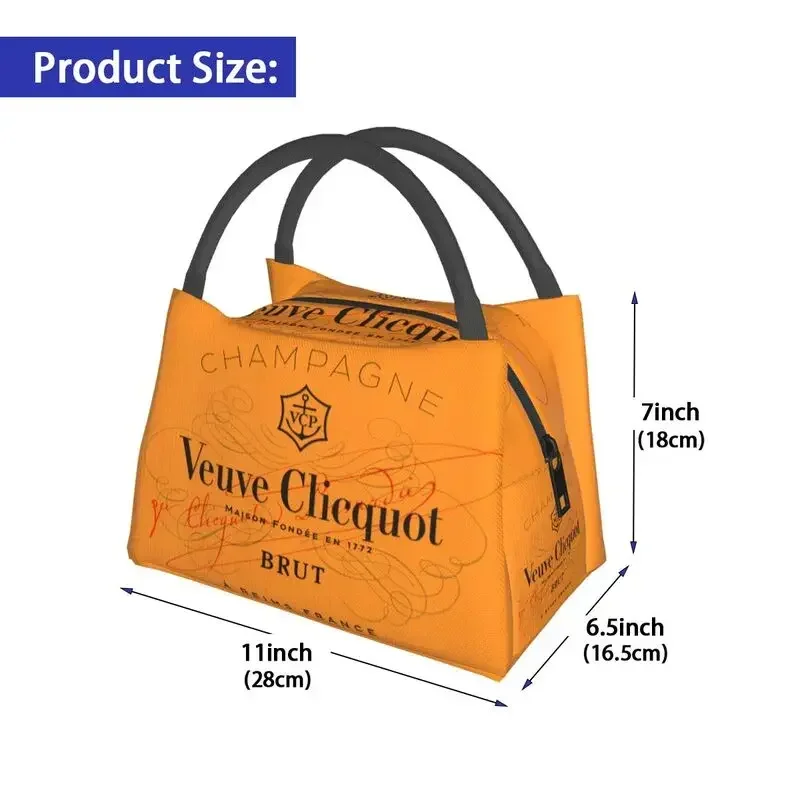 Custom Clicquot Champagne Lunch Bags Men Women VCP Warm Cooler Insulated Lunch Boxes for Picnic Camping Work Travel