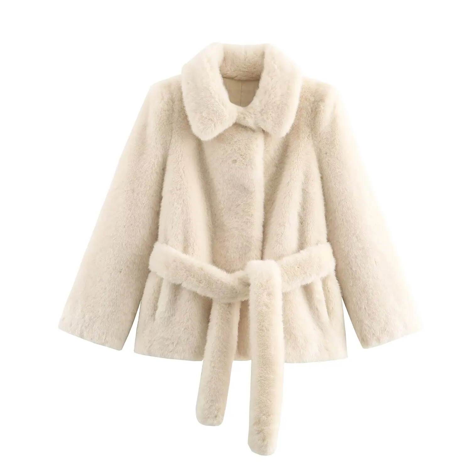 

2025 New Fall Collection Women's Simple Style Faux Fur Collar Waist-Length Short Faux Fur Coat