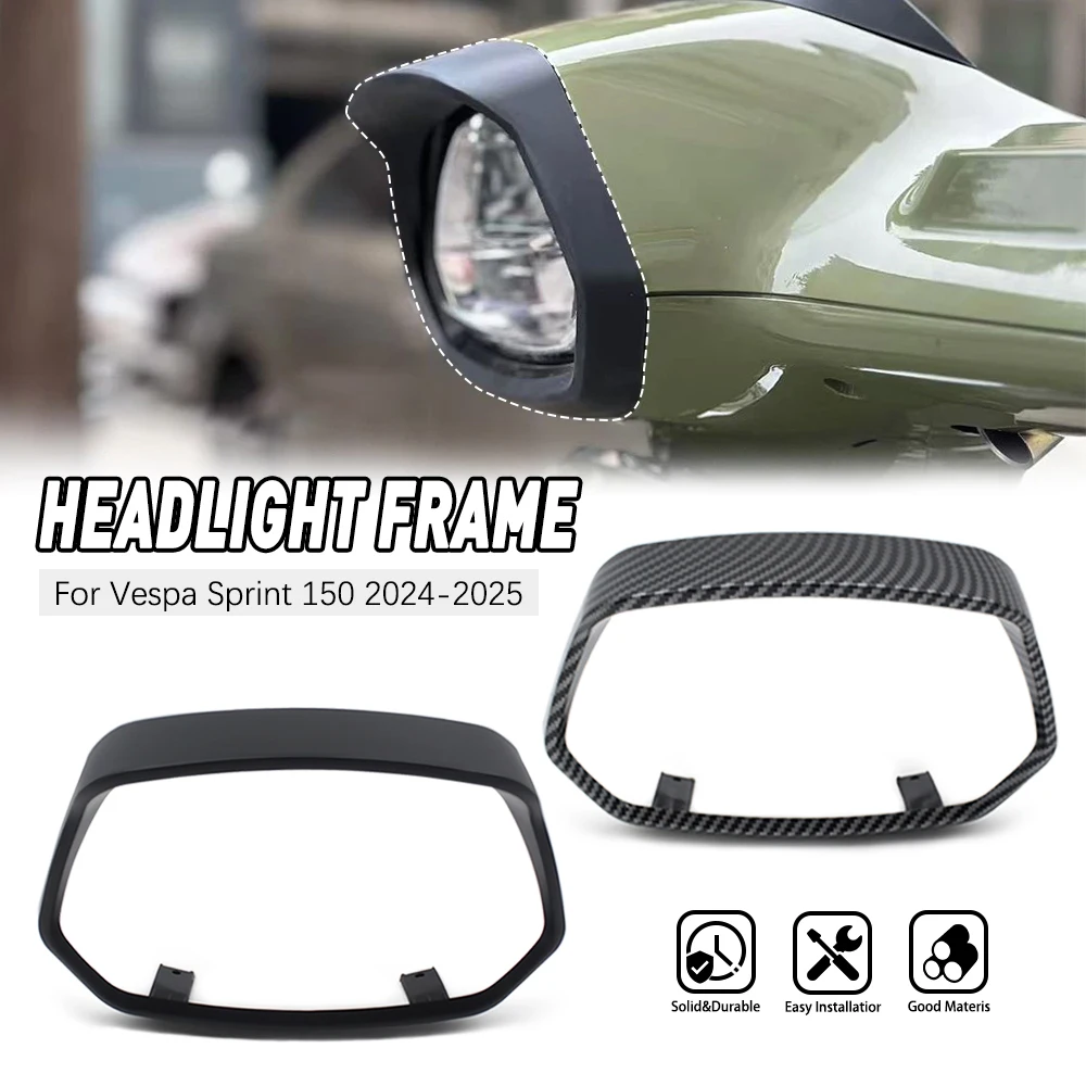 

For Vespa SPRINT 150 2024 2025 Motorcycle Head Light Lamp Ring Headlight Protective Guard Cover Replacement Accessories Black