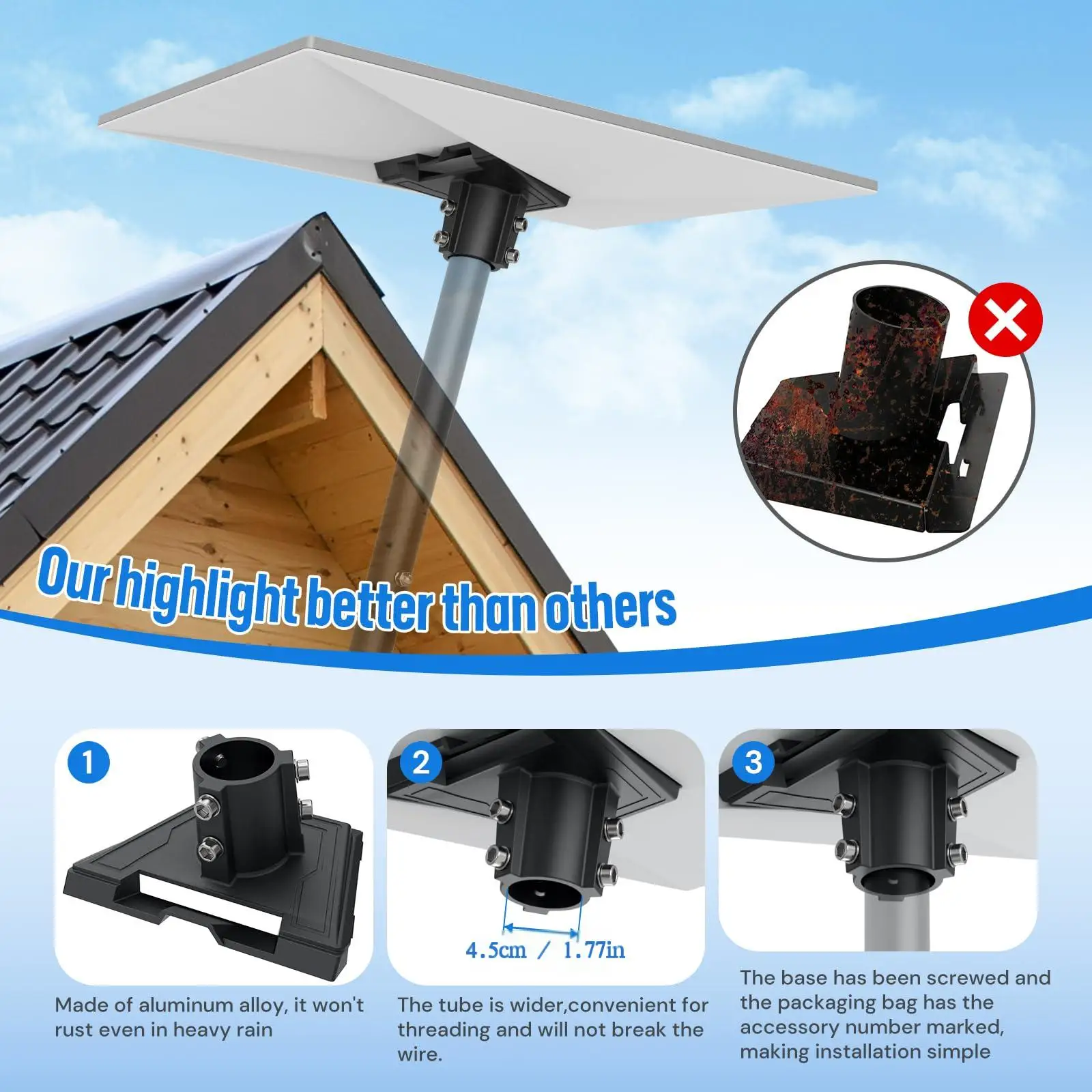 محول الأنابيب ل Starlink Gen 3 سقف القطب جبل جدار حامل مجموعة تركيب مستديرة الملحقات ل Starlink Gen3 V3 القياسية طبق