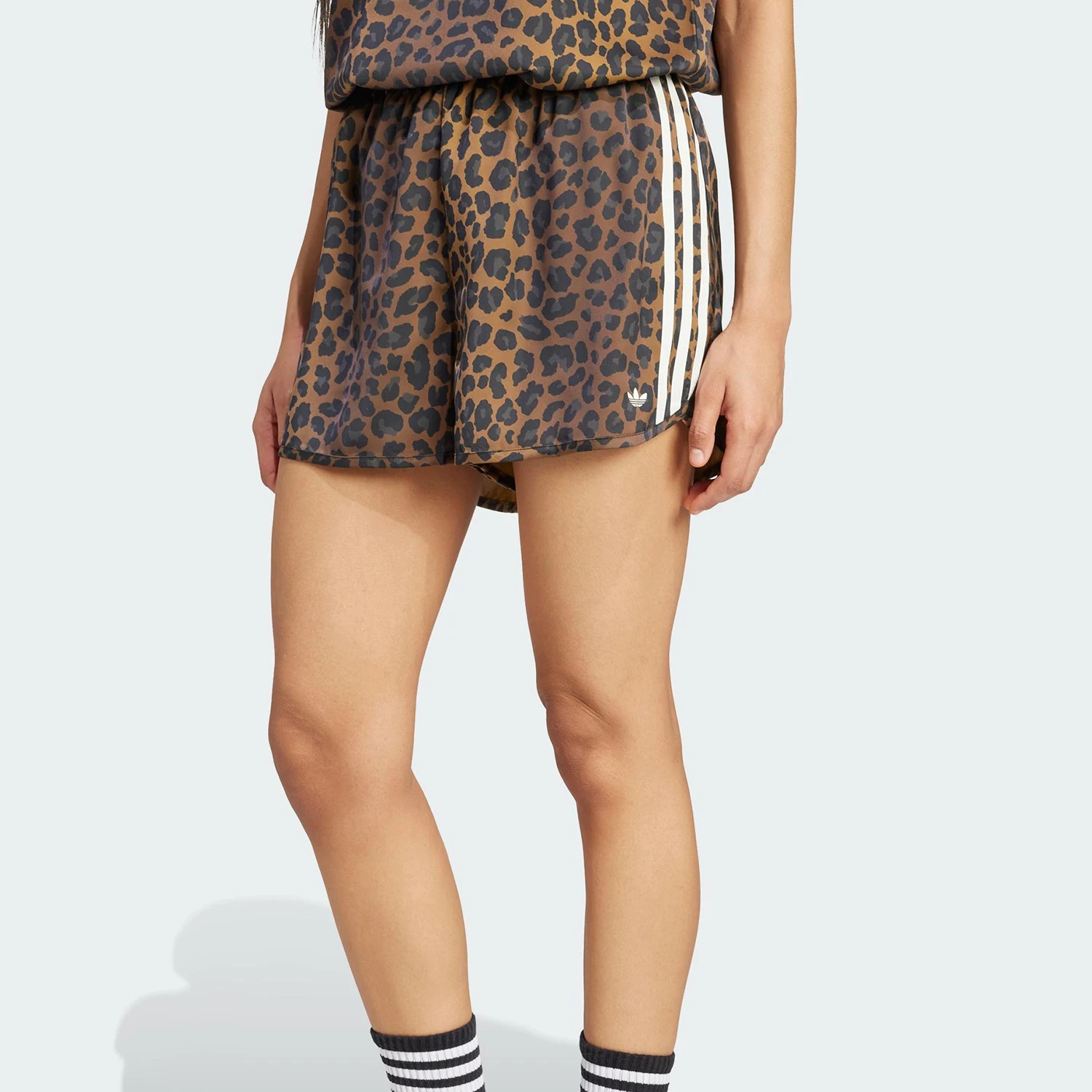 Adidas Authentic Three Leaves Women's Leopard Print Casual Breathable Fashion Short Sleeve KA2673