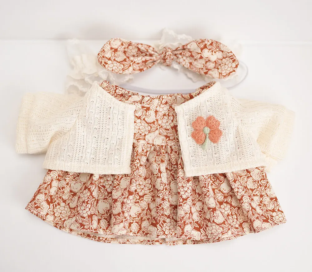 Mini Plush Doll'S Clothes Outfit Accessories For Cartoon Plush Toys Floral Dress Vest Hairband Clothing Gift
