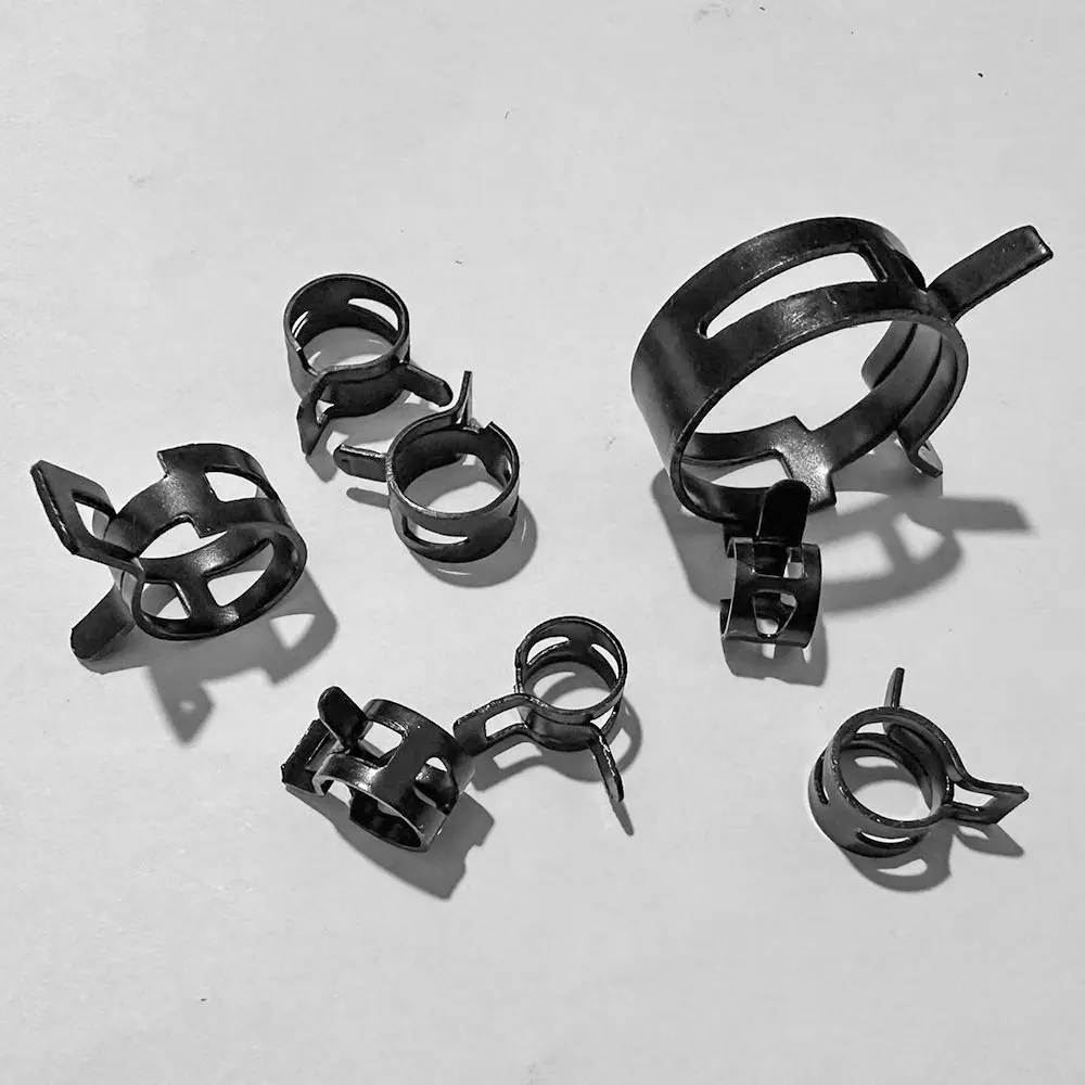 20Pcs/Lot Tube Clamp Spring Clips Elastic Buckle for Fuel Oil Line Water Hose Pipe Fastener 65MN Manganese Steel Black Pipe Hoop
