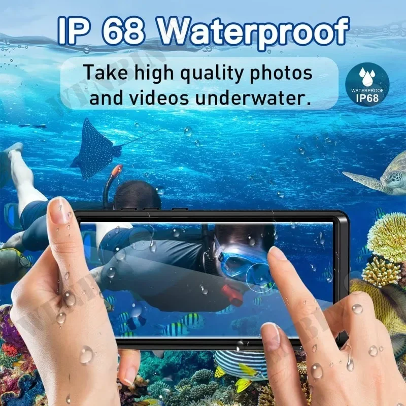 Luxury IP68 Waterproof Case For Samsung S24 Ultra Plus S21 S23 FE A54 A34 A24 A14 Full Body Rugged Transparent Underwater Cover