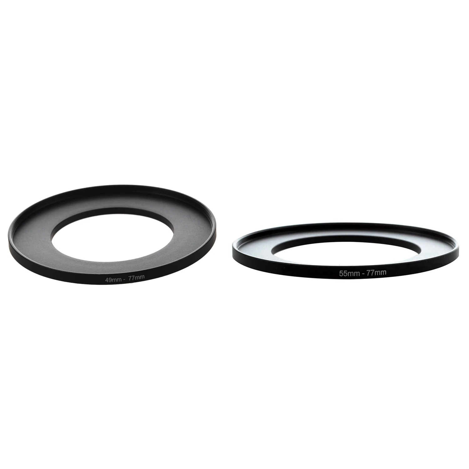 A93P 2 Pcs Camera Lens Filter Step Up Ring Adapter Black Metal Camera Step Up Filter Ring Adapter, 49Mm-77Mm & 55Mm-77Mm