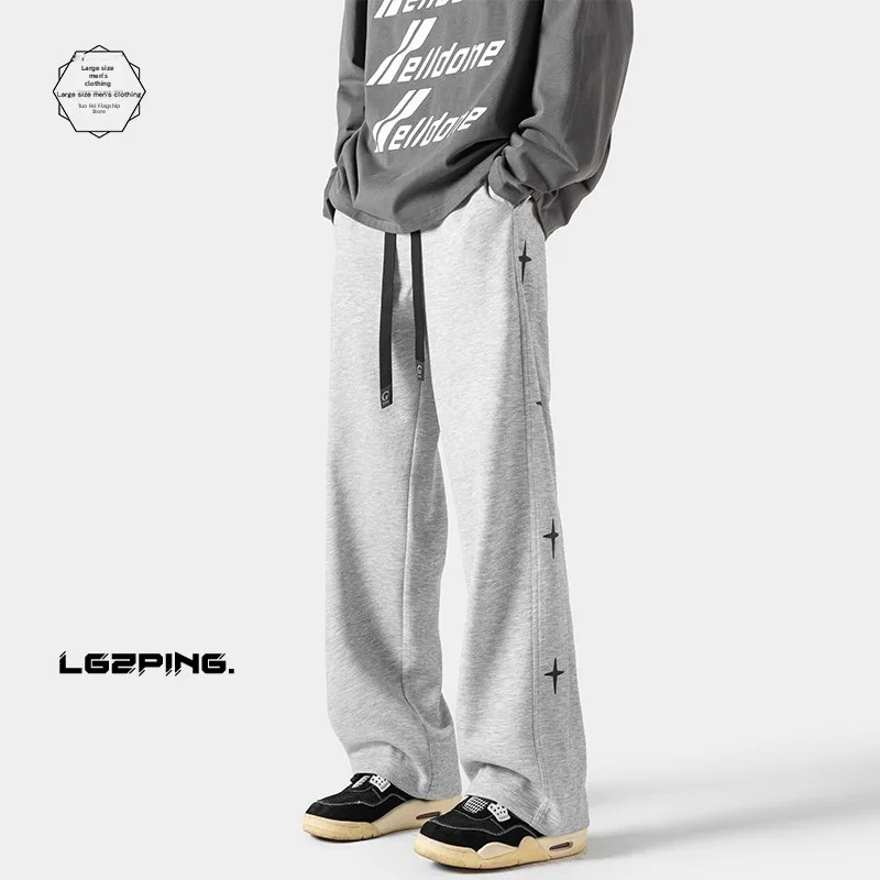 

Мужские спортивные брюки с принтом звезд, свободные, струящиеся, повседневные, весна 2024, новинка, американский хип-хоп стиль, свободные длинные брюки