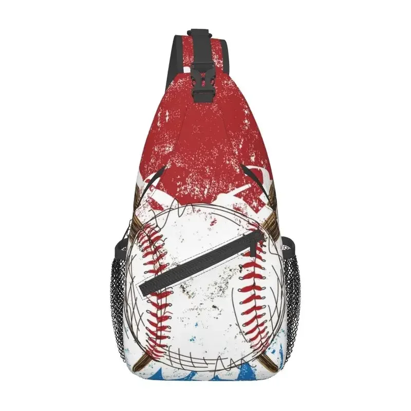 Abstract Baseball Flag Sling Bag for Men Cool Shoulder Crossbody Chest Backpack Travel Hiking Daypack