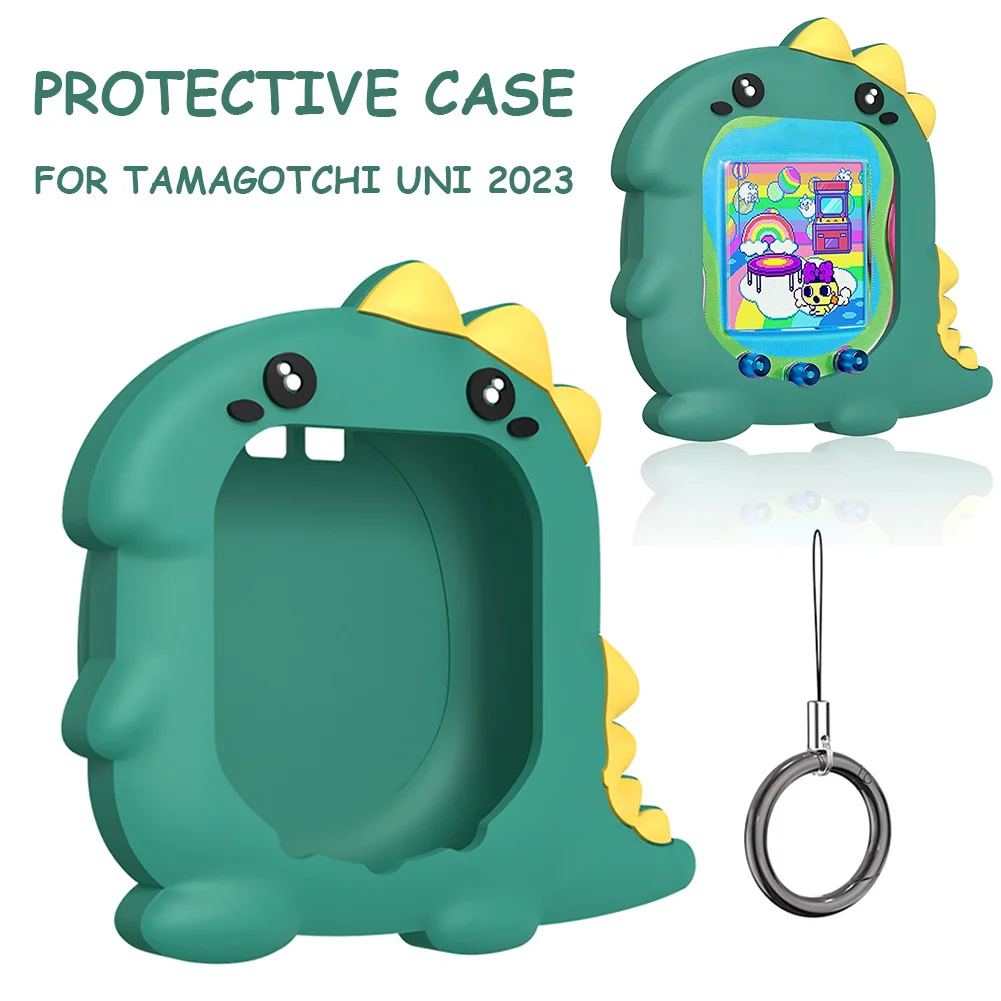 Cute 3D Dinosaur Silicone Waterproof Case with Finger Lanyard for Tamagotchi Uni Virtual Pet Machine 2023