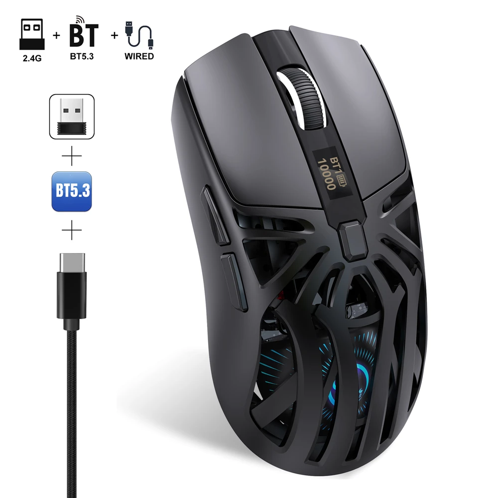 2025 New T400 3-mode wireless gaming mouse 1000HZ 500mAh rechargeable 10000DPI USB-type C macro optical office mouse for pc