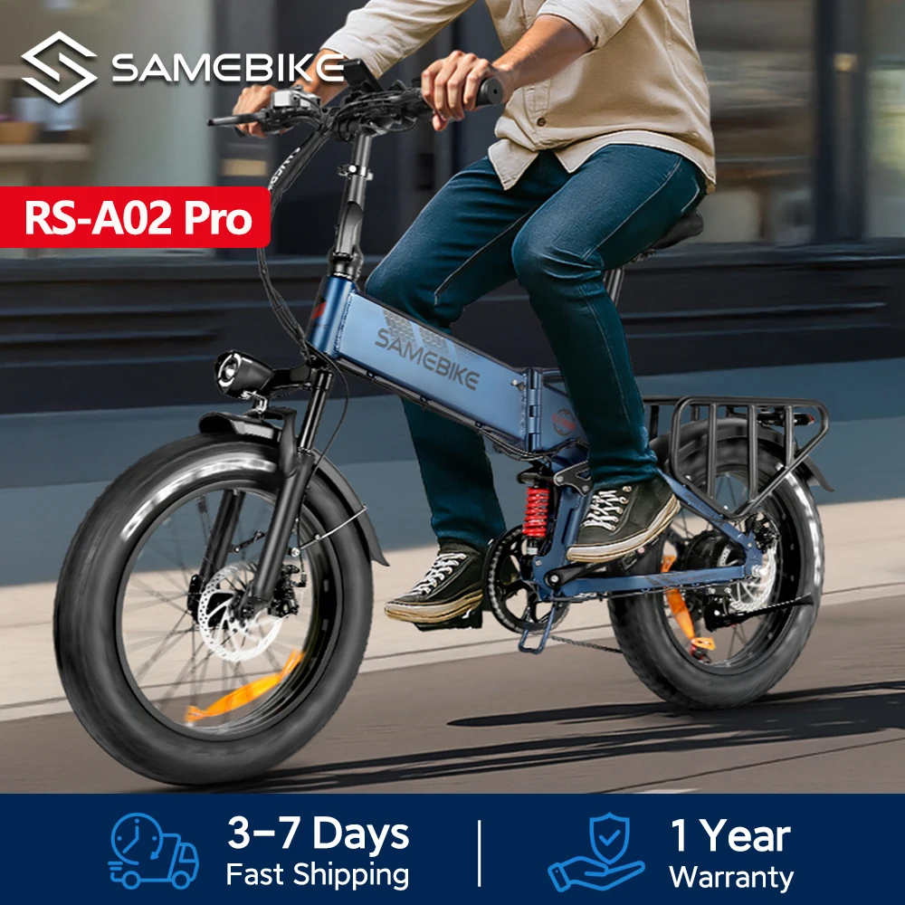 Samebike RS-A02 Pro, faltbares Elektrofahrrad, 250-W-Motor, 48 V, 15 Ah, herausnehmbarer Akku, 20 x 4,0 Zoll breite Reifen, Mountainbike, Reichweite 80–100 km.
