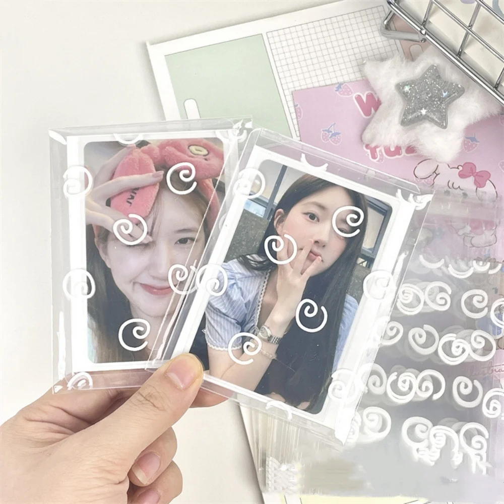 50Pcs Transparent Photocard Protector INS Koreanische Idol Foto Karten Schutzhüllen Bowknot Star Print Selbst-klebe Opp Beutel