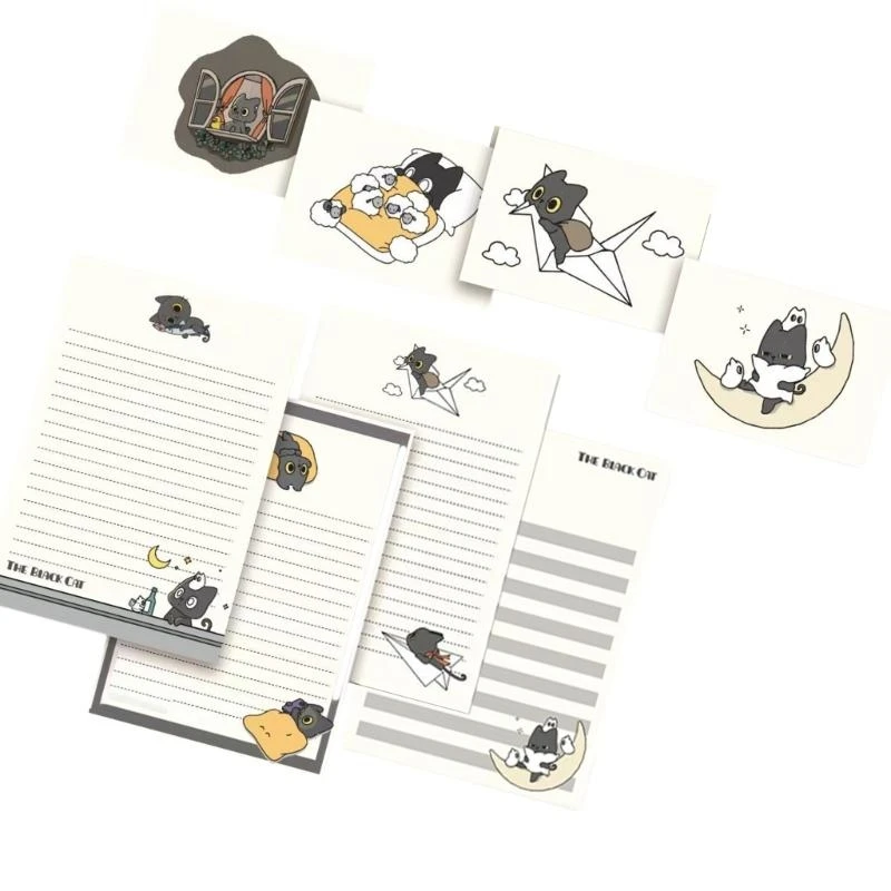 J0MB 1 SET PAPIER PAPIEROWY I KWEPOWANY ZAPIS CATS LITET PISKIET