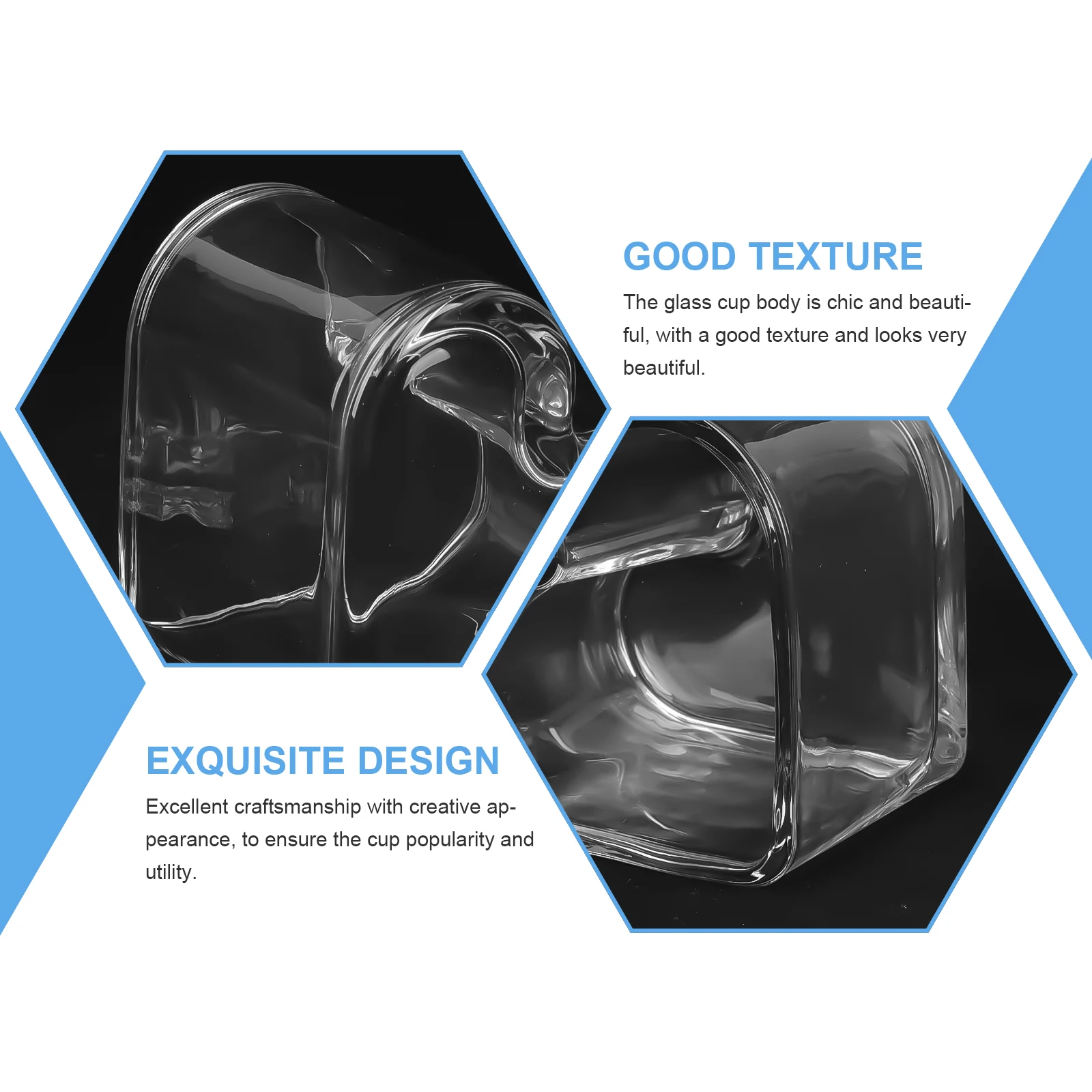 

2Pcs Decorative Glass Heart Cup Clear Coffee Milk Mug Household Cold Hot Drink Glass Cups Leakproof Coffee Cup