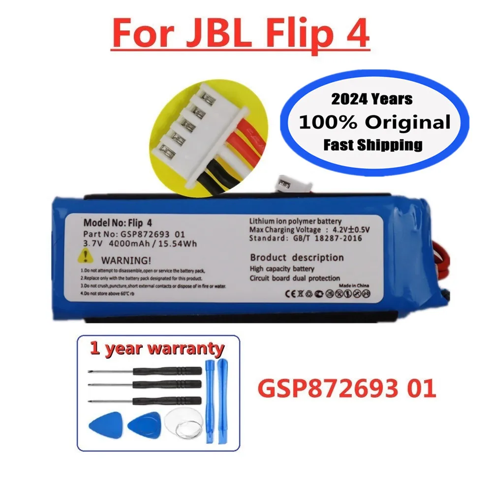 2024 Years New 100% Original Battery For JBL Flip 4 Flip4 4000mAh GSP872693 01 Player Speaker Battery In Stock Fast Shipping