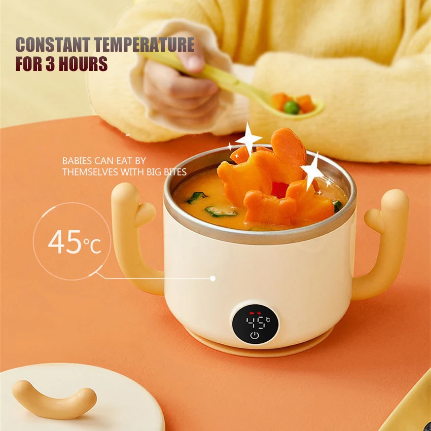 Portable Children's Thermostatic Bowl Complementary Food Bowl Baby Thermal Insulation Bowl  Charging Tableware For Kid  Househol