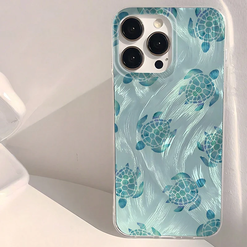 Casing Ponsel Cetak Gelombang Air Merah Muda Segar Musim Panas untuk Xiaomi Redmi Note 14 13 12 Pro Plus 5G 14S 12S 11 10 Sampul Redmi 14C 13C 12C