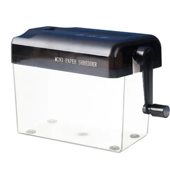 Mini Hand-Crank Manual Paper Shredder – Transparent ABS Body, Non-Slip Base