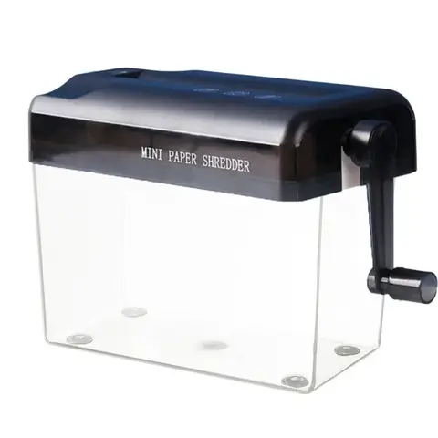 Durable Mini Hand-Cranked Manual Paper Shredder Transparent body document shredder Non-Slip Base ABS Material Can crush paper、In