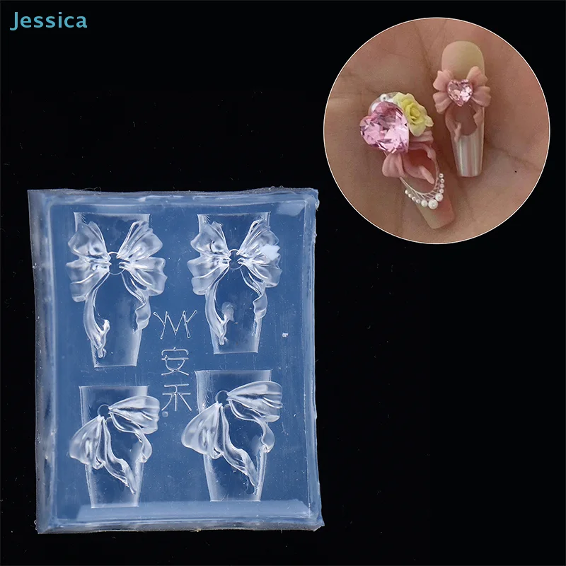 

Силиконовая форма для 3D-бантиков для дизайна ногтей [Jessica] - форма для смолы и УФ-геля для создания украшений и декораций для ногтей своими руками