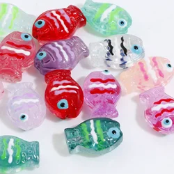 5 PCs Lampwork Glass Beads Ocean Jewelry Beads For DIY Charm Jewelry Making Fish Animal Multicolor AB Rainbow Color  14mm x 10mm