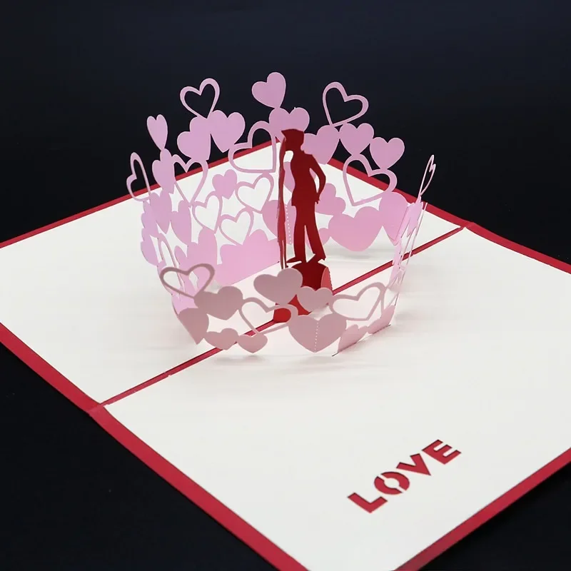 Carte de vministériels x 3D pour la fête de Léon, carte évidée, bénédiction d'amour, confession d'amour, commémorative, 10x15cm, 1 pièce