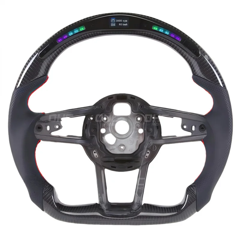 For  audi R8 Steering Wheel 2016 2017 2018 2019 2020 2021 2022 2023 Nappa Leather LED Carbon Fiber
