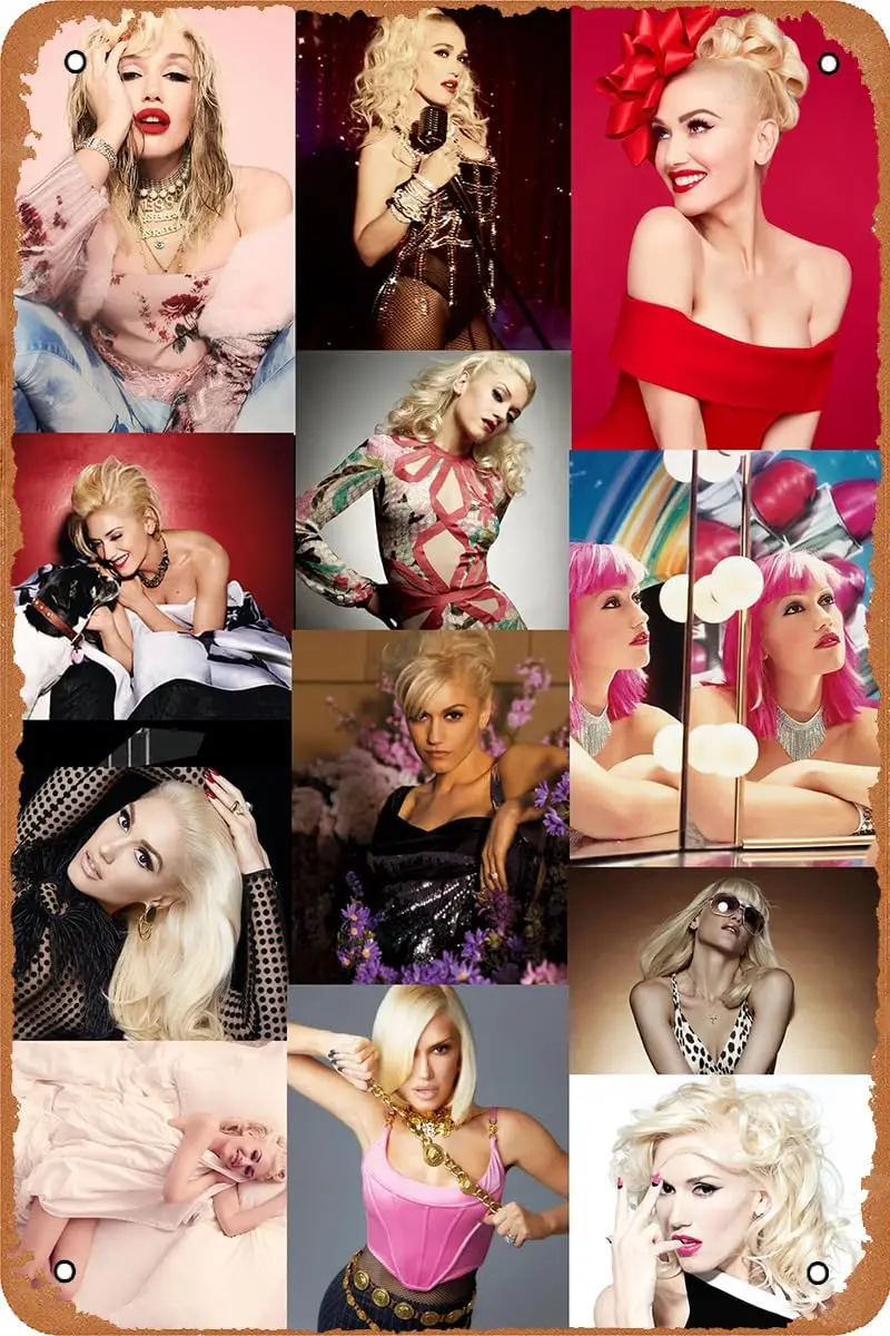 FTRGEA Gwen Stefani Poster Metal Signs Vintage Tin Sign Wall Plaque Decor -aluminum sign