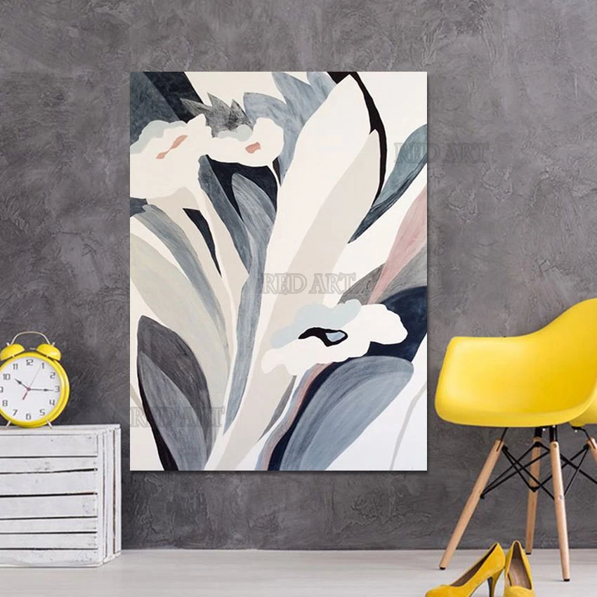 

Безрамная картина маслом с абстрактными цветами ручной работы, настенная картина, творческий дизайн для украшения отеля, новый, современный