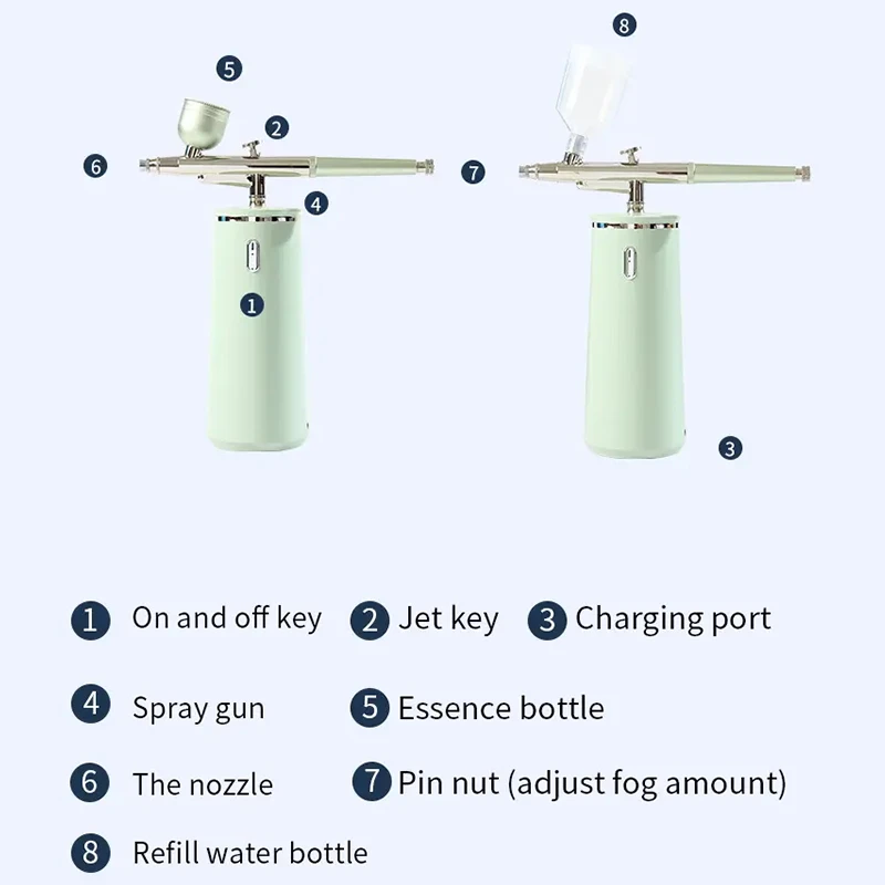 Nano Spray & Oxygen Infusion Facial Device - Hydrating & Brightening Machine for Home Spa, Portable High Pressure Skin Care Tool