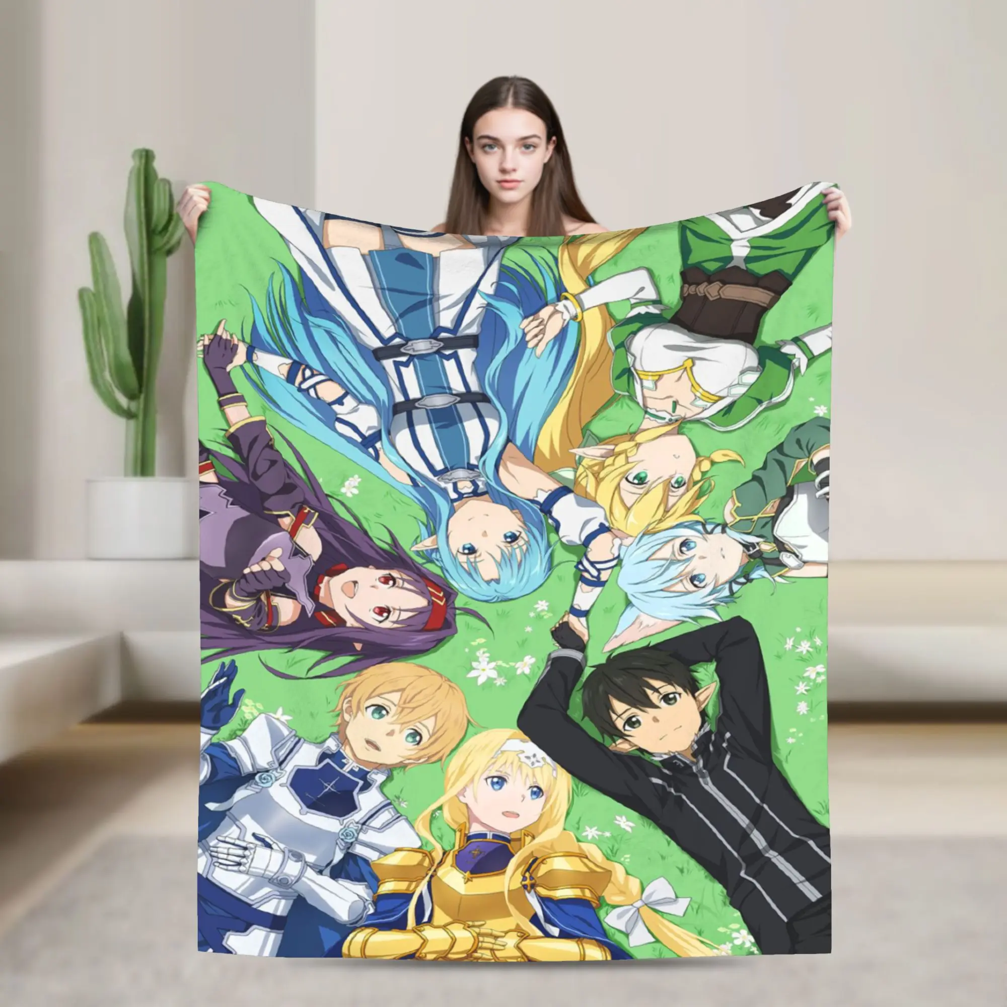 

Одеяло Sword Art Online Kirito Asuna, супер мягкие теплые пледы для кровати, 50x60 дюймов, многоразмерные покрывала