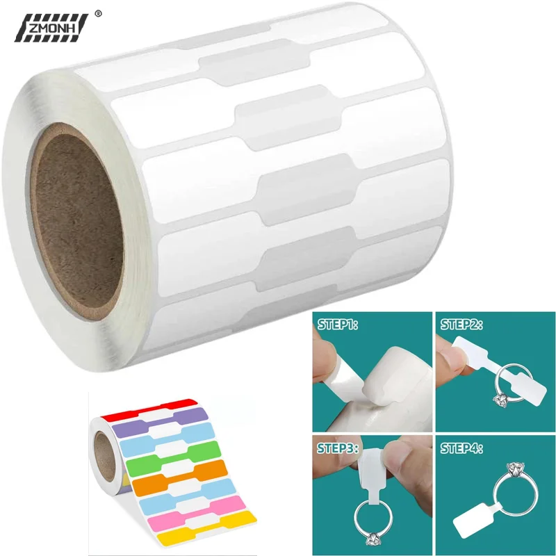 

[H]500PCs/Roll Price Stickers Jewelry Price Tags Self Adhesive White Blank Sticker Kraft Paper Ring Necklace Earring Price Label