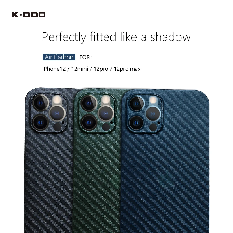 K-Doo Carbon Fiber Pattern Ultra Slim PC Case for iPhone 14 13 mini 12 14 Plus 13 Pro Max 11 Pro Max Lens Protection Phone Cover