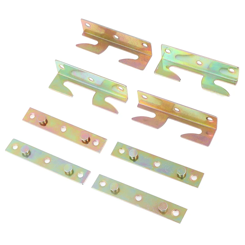 4 Sets Furniture wood bed rail bracket fitting snap connectors mount hole