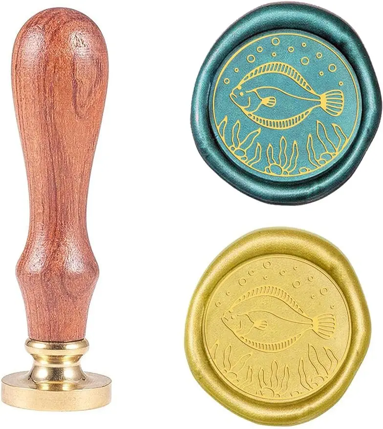 

1PC Wax Seal Stamp Head Replacement Flounder 25mm Removable Sealing Brass Stamp Head Olny Vintage Sealing Wax for Letter