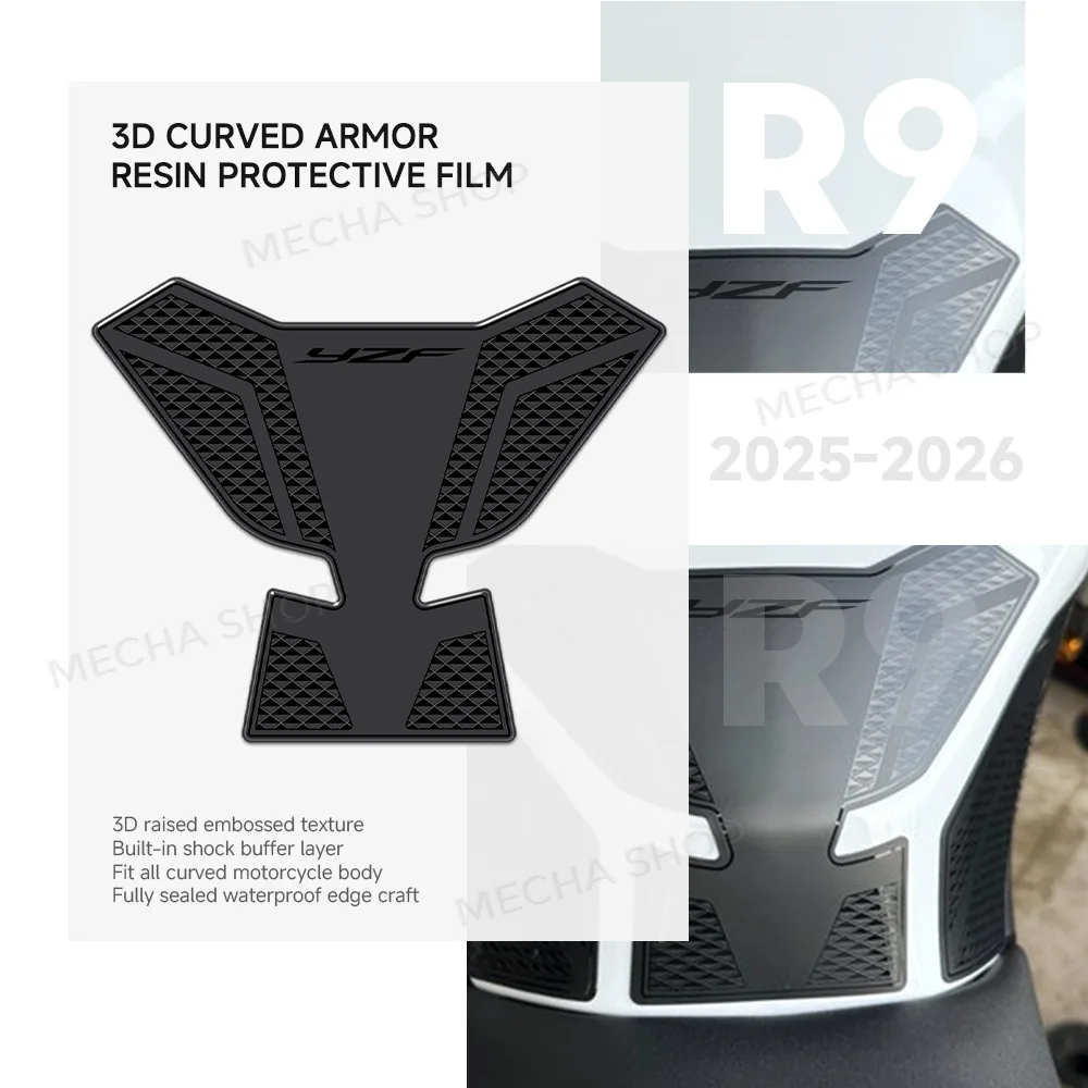 For R9 2025-2026 Side Pad Tank 3D Resin Sticker Protection Kit Motorcycle Accessories